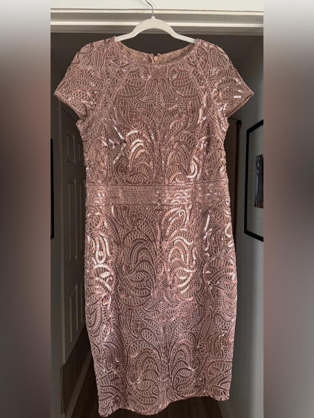 Tadashi Shoji Lined Sequin Cocktail Midi Dress